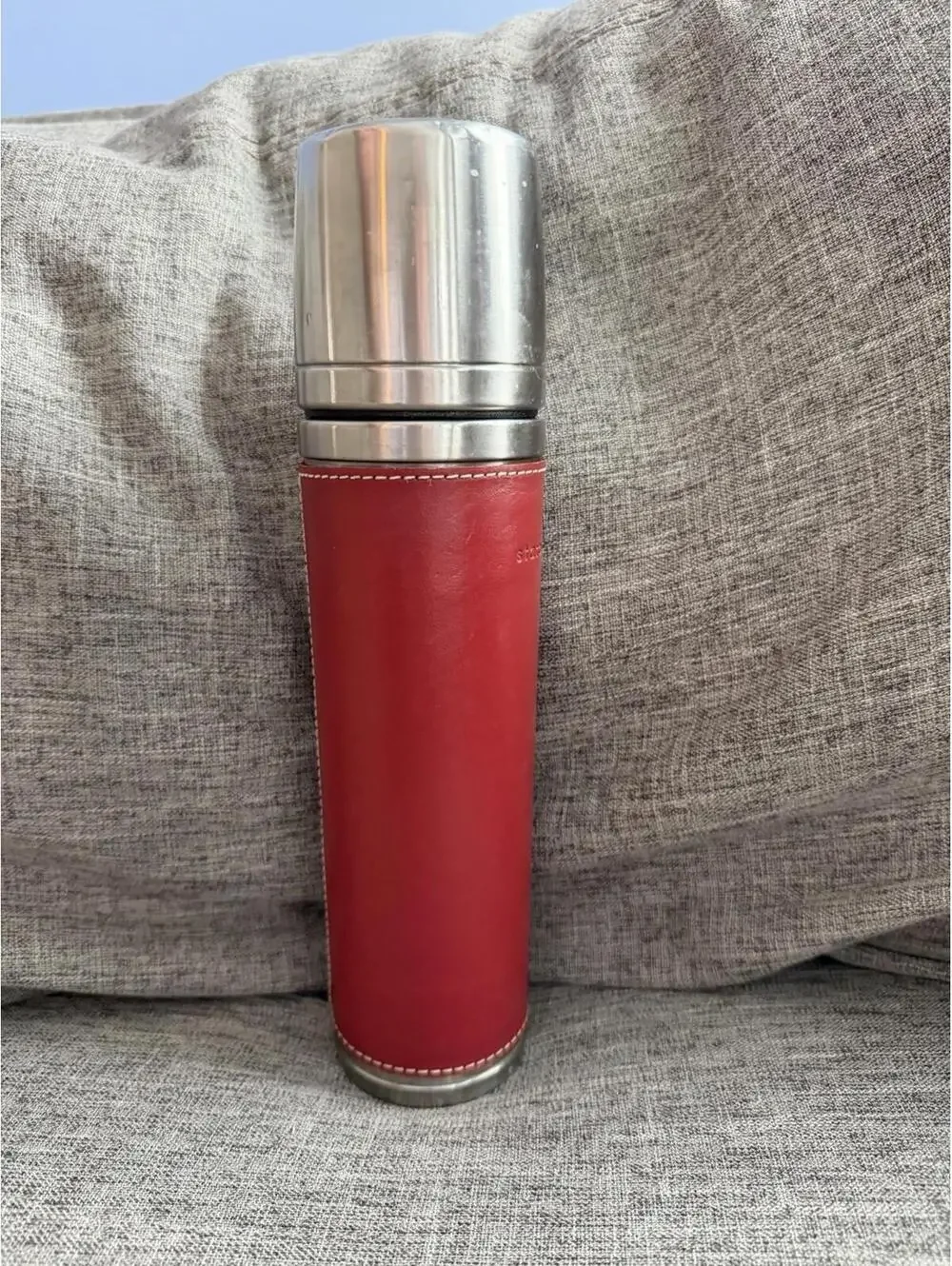 Starbucks Barista Stainless Steel Thermos 16oz Brick Red Leather Sleeve 2003